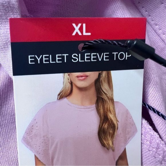 Gap Pink Eyelet Sleeve Top Size XL - Picture 5 of 8